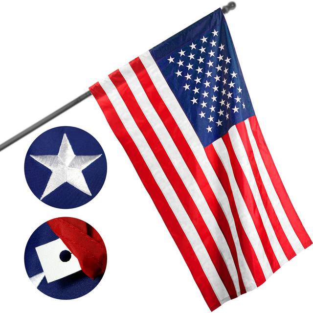 G128 American USA Flag  3x5 Ft  ToughWeave Series Pole Sleeve Embroidered 210D Polyester  Country Flag  Embroidered Stars  Se