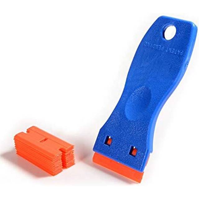 Plastic Scraper Tool Razor Scraper Tool with 10 Plastic Razor Blade Plastic Scraper for Cleaning Labels and Decals from Glass Windshields Plastic