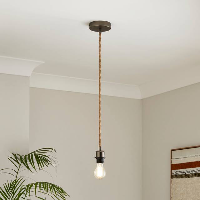 Fentress Twisted Jute Pendant Flex Ceiling Light Cable - Silver