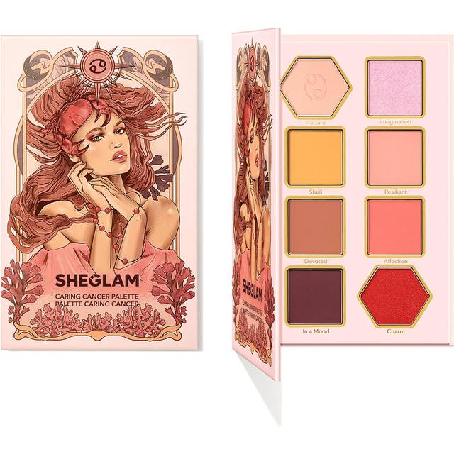 SHEGLAM Glitter Metallic Eyeshadow Palette 8-Color High Pigment Pink Dark Purple Long Wearing Horoscope Collection Eye Shadow Palette - Caring Cancer