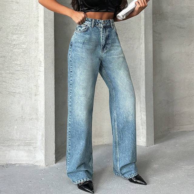 SHEIN 100% Cotton WOMEN LOW WAIST STRAIGHT JEANS