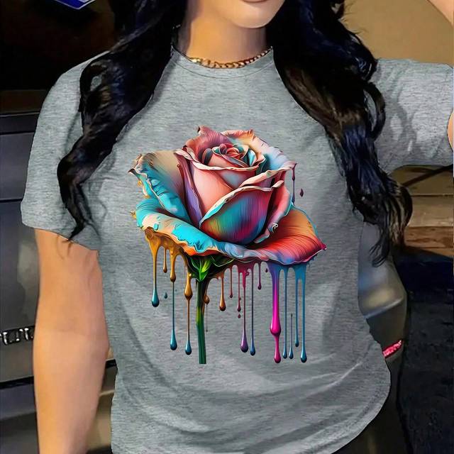 SHEIN Black Queen Afro  Dripping Art Women&#39;s Plus Casual Tee T Shirt