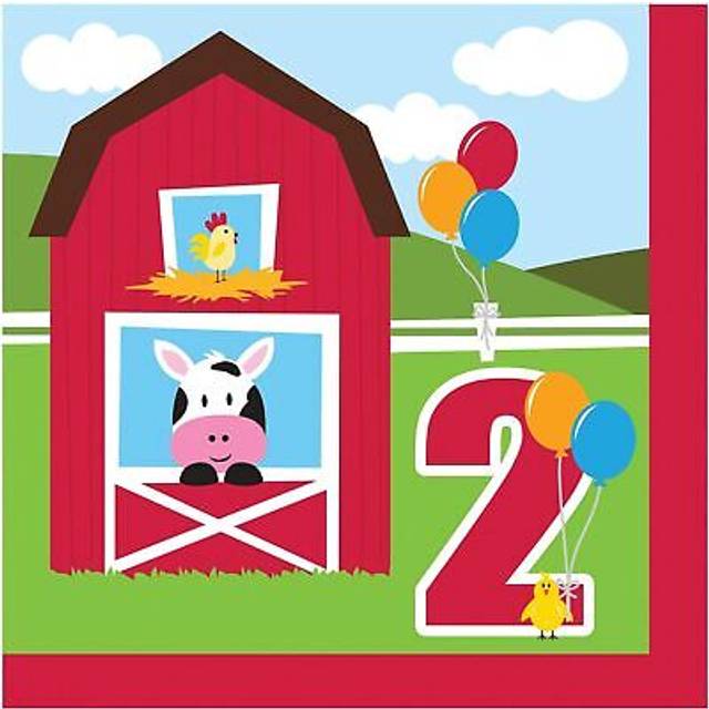 Creative Converting Farmhouse Fun Luncheon Napkin 2nd Bday (18) Farm Animal Barnyard Party