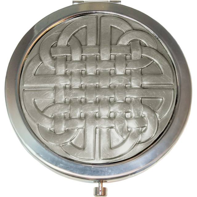 (Celtic Design) Compact Round Mirror for Pocket Handbag Folding Makeup Mirror with Dual Magnification Travel Mirror for Women and Girls Unique Cosmeti