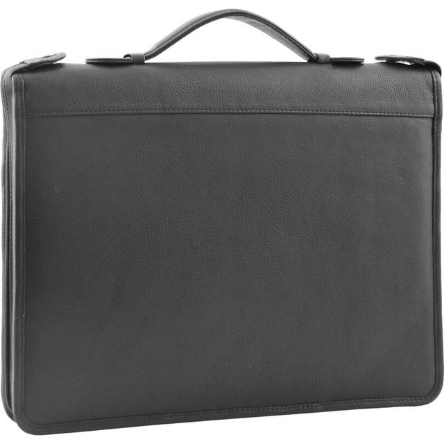 Black Leather A4 Ring Binder File Folio Office Bag Zip Organiser Braga