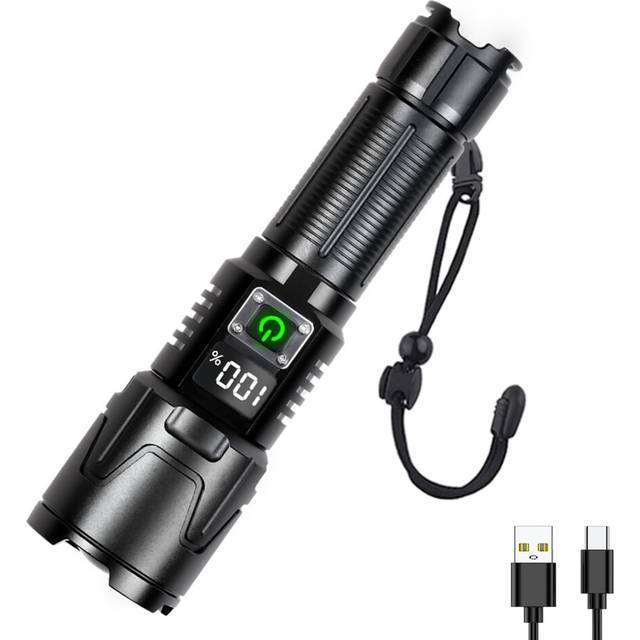 Chronus Flashlights High Lumens, Rechargeable Flashlights with Digital Power Display, 4500 Lumen Super Bright Flashlight, Zoomable Flash Light for