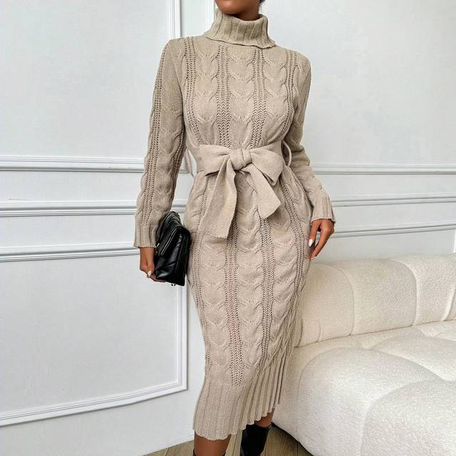 Rafferiza Women&#39;s Long Sleeve Turtleneck Sweater Dress