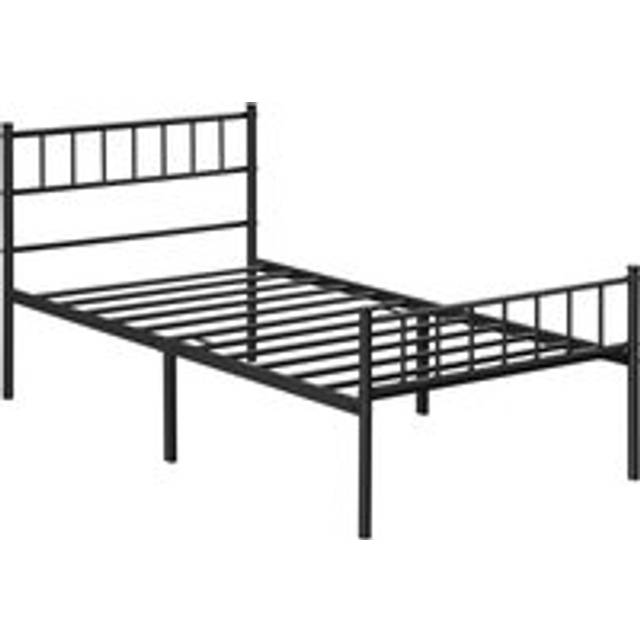 Yaheetech - 3ft Single Metal Bed Frame with Headboard and Footboard, 90190cm, Solid Slatted Base, Black