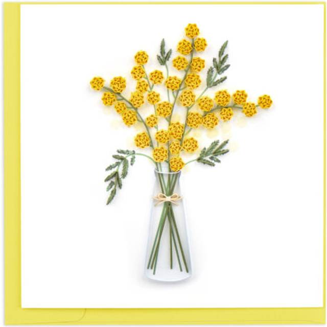 Quilling Mimosa Bouquet Sunshine Flowers Hand-Finished Art Greeting Card