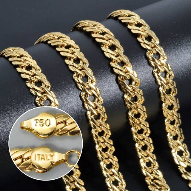SHEIN Luxury Italian 750 14k Gold Plated Copper Chain Necklace For Women
