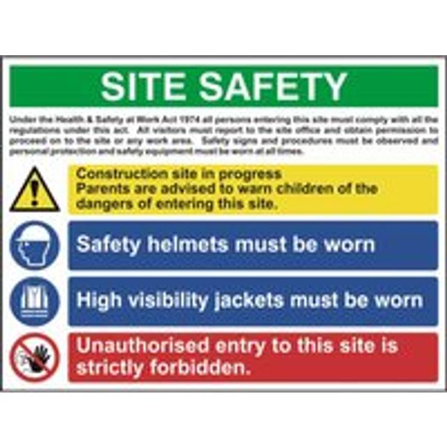 Site Safety Sign 1 Warning, 2 Mandatory & 1 Prohibition Messages