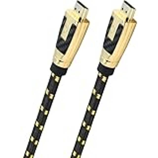 Oehlbach Carb Connect Ultra High Speed HDMI 2.1 kabel – 48 Gbps, 8K/60 Hz, 4K/120 Hz, monokristallin HPOCC® koppar, 24 karat guldpläterade kontakter, 4-vägs avskärmning, fullmetallkontakt, tygkappa –