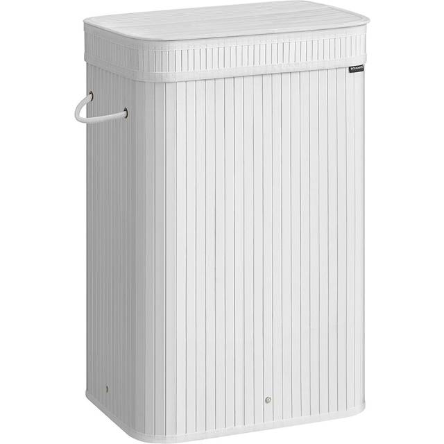 100 L Removable Bamboo Laundry Hamper with Lid, Cloud White / 72 L