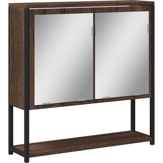 vidaXL Bathroom Mirror Cabinet Brown Oak 60x16x60 cm Engineered Wood