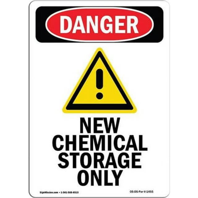 SignMission OS-DS-D-35-V-1455 OSHA Danger Sign - New Chemical Storage Only