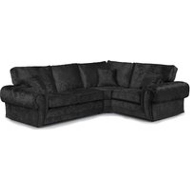 Chelsea Crushed Velvet Large 4 Seater Corner Sofa 2 Corner 1 Rolled Arms - Black - One Size