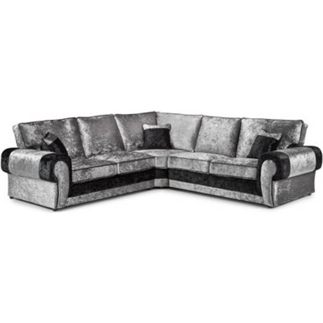 Chelsea Crushed Velvet 5 Seater Large Corner Sofa 2 Corner 2 Rolled Arms - Multi - One Size