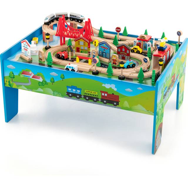 80-Piece Wooden Activity Playset with Reversible Tabletop