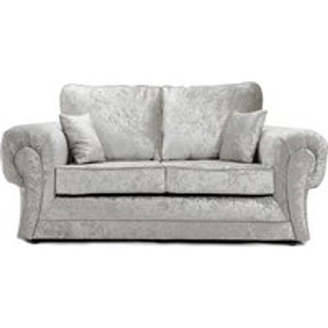 Chelsea Crushed Velvet Large 2 Seater Sofa Rolled Arms - Silver - One Size