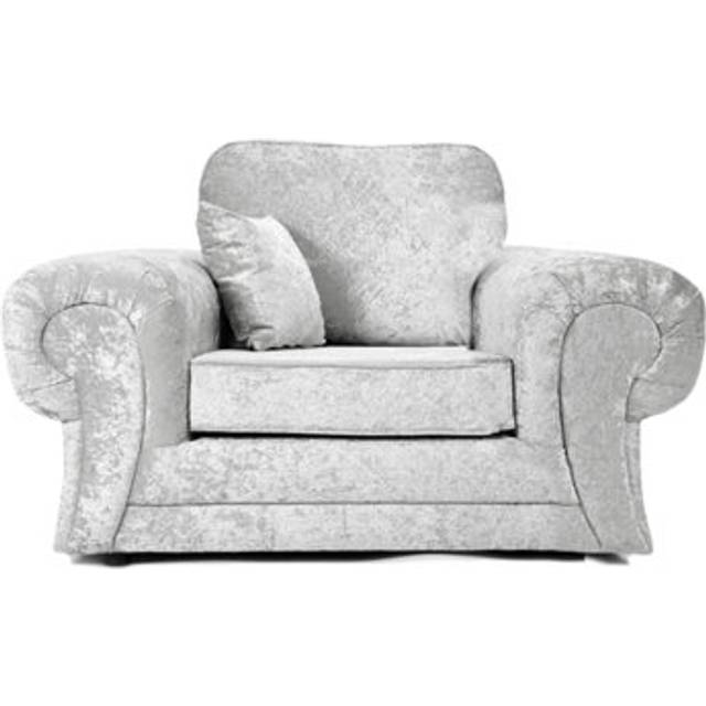 Chelsea Crushed Velvet Armchair Rolled Arms Single Seater - Silver - One Size