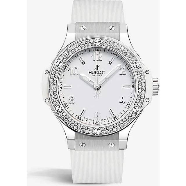 Hublot Mens White 361.se.2010.rw.1104 Big Bang Diamond and Steel Quartz Watch - WHITE