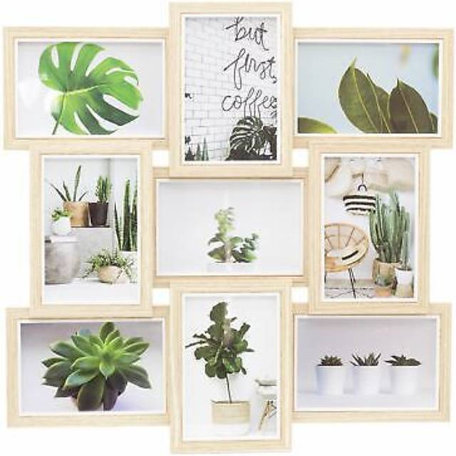 9 Multi Aperture Layered Photo Frame | Wall Mounted Wooden Picture Frame | Photo Collage Display Family Frames - 44cm