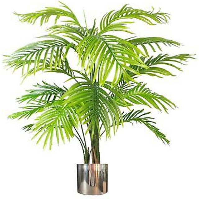 130cm Artificial Areca Palm Tree - Extra Large With Silver Metal Planter