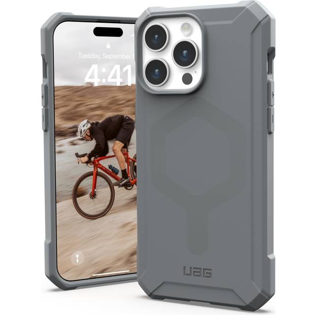 URBAN ARMOR GEAR UAG [uppdaterad version] kompatibel med iPhone 15 Pro Max-fodral 6,7 tum Essential Armor silver inbyggd magnet kompatibel med MagSafe-laddning robust militärkvalitet täcktak skyddande