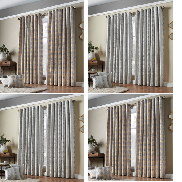 Flections Eyelet Ring Top Curtains - Silver / 167cm / 137cm - Grey