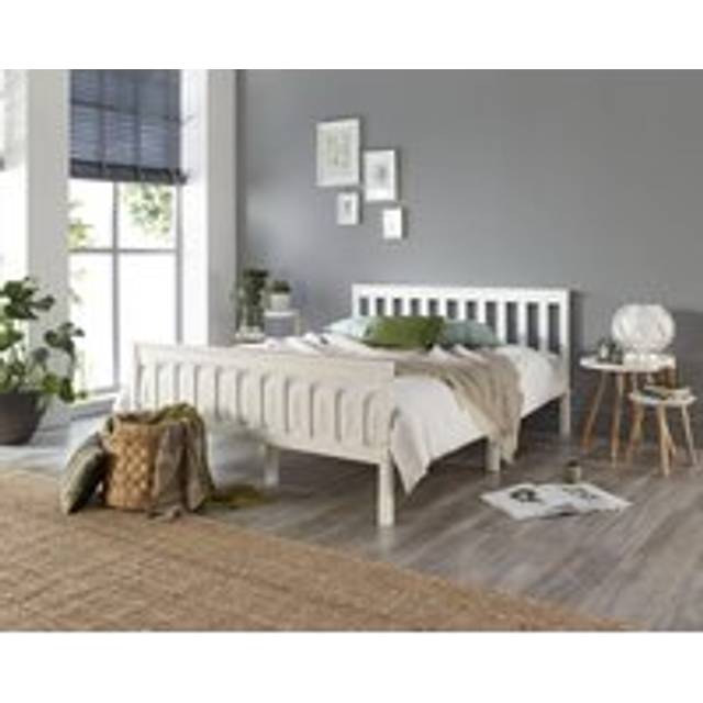 Aspire Atlantic Wood Bed Frame in White with Quilted UK Made Mattress - Single