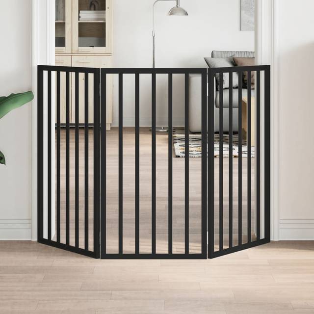 (black, 50 x 90 x 2 cm/ 3 pcs) vidaXL Dog Gate with Door Foldable Dog Fence Pet Gate Pet Barrier Poplar Wood