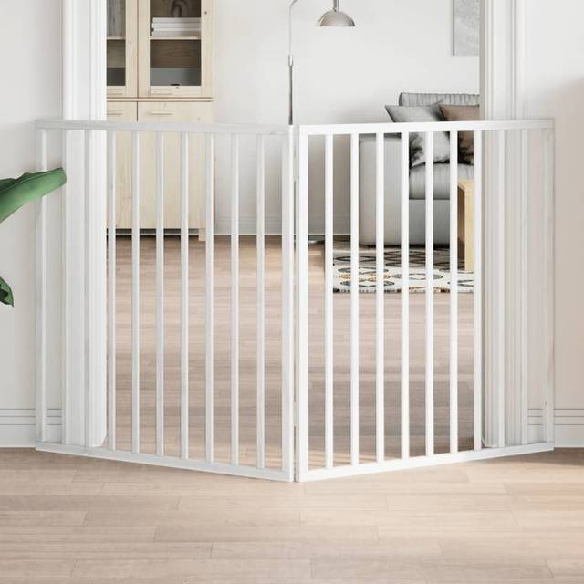 (white, 80 x 90 x 2 cm/ 2 pcs) vidaXL Dog Gate with Door Foldable Dog Fence Pet Gate Pet Barrier Poplar Wood