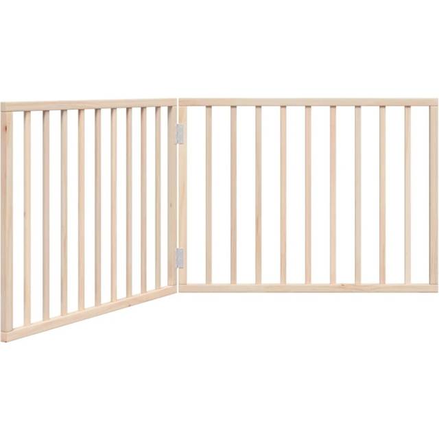 (natural, 80 x 60 x 2 cm/ 2 pcs) vidaXL Dog Gate with Door Foldable Dog Fence Pet Gate Pet Barrier Poplar Wood