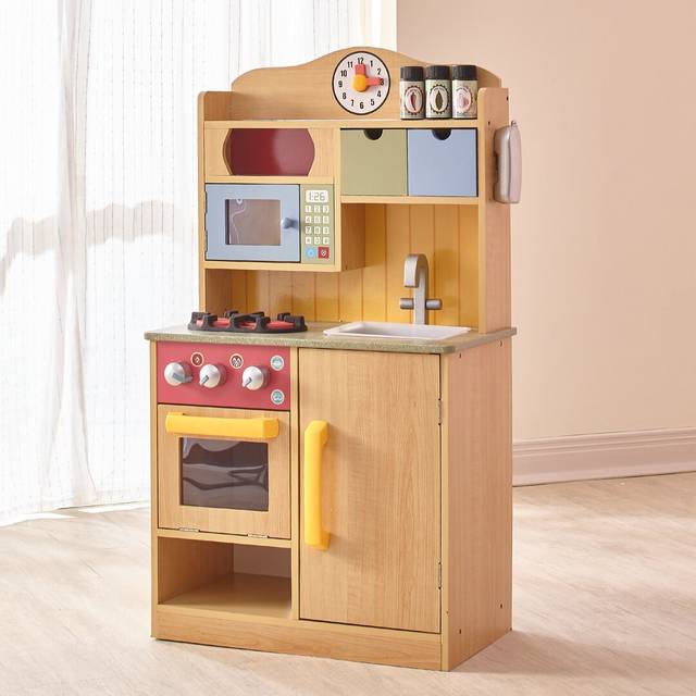 Teamson Kids Little Chef Florence Play Kitchen with Accessories, Multi colour Brown 90.17cm H X 54.6cm W X 29.5cm D