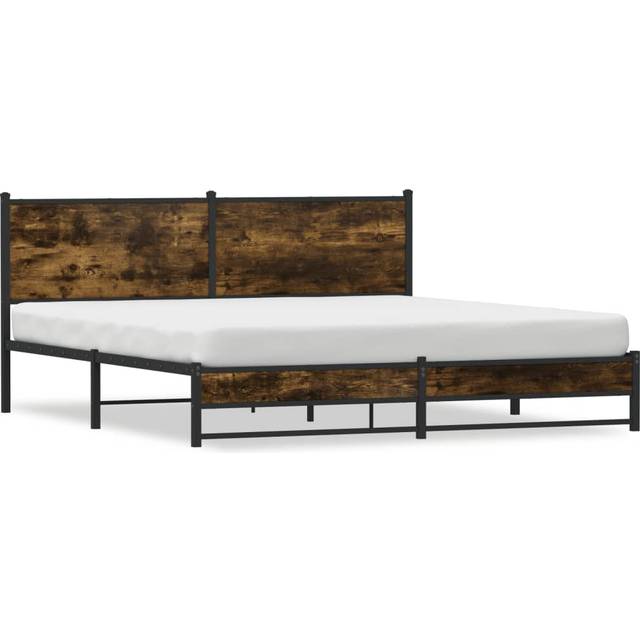 vidaXL Metal Bed Frame without Mattress Smoked Oak 160x200 cm - Brown
