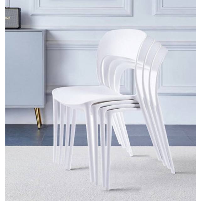 Hallowood Furniture - Stoker Stackable Plastic Chairs Set of 4, Assembly Free Dining Chairs, Plastic Dining Chair, Occasional Chairs, Office Chairs,