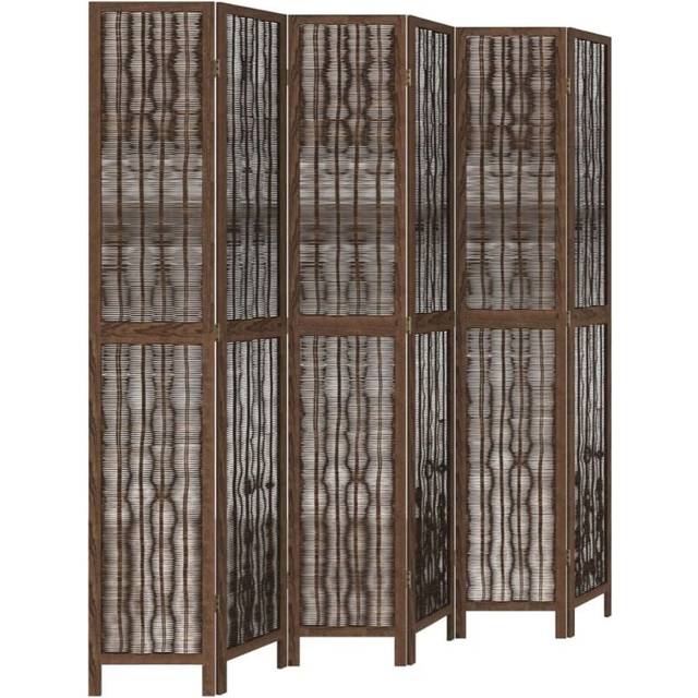 vidaXL Room Divider 6 Panels Dark Brown Solid Wood Paulownia