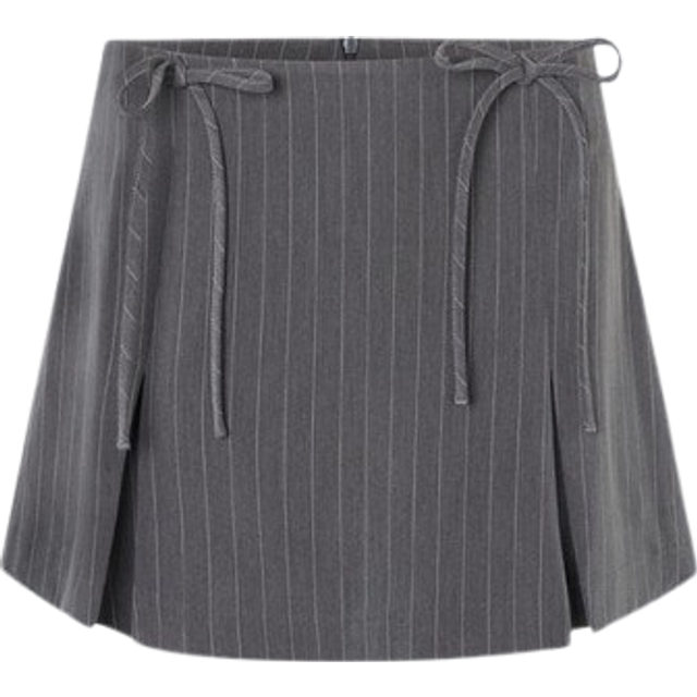 Modström Emilia Bow Skirt - Grey Pinstripe