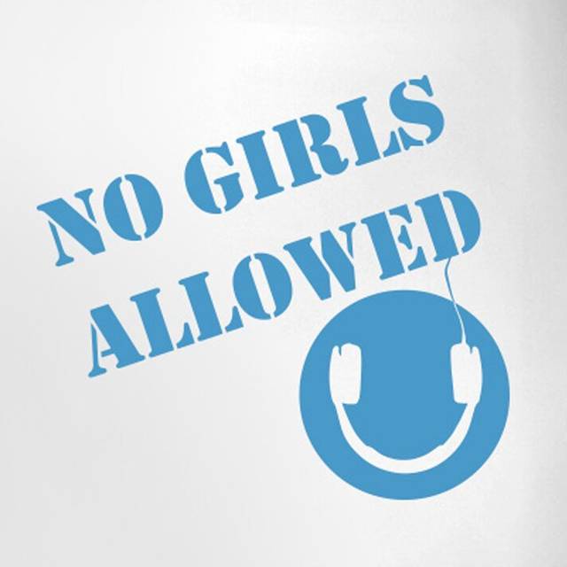 No Girls Allowed Boys Headphones Room Sign Door Room Wall Sticker - Blue (36cm H X 40cm W)