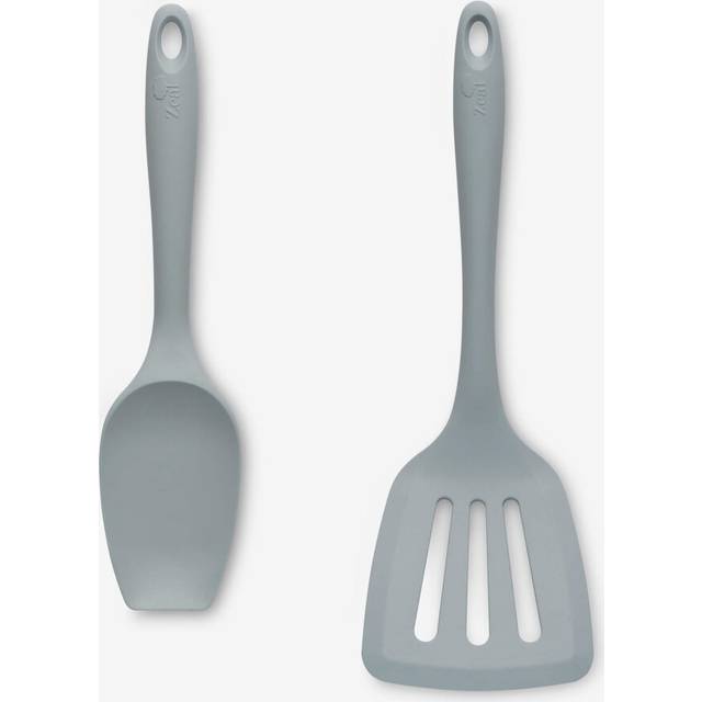 (Duck Egg Blue) Zeal Silicone Slotted Turner & Spatula Spoon Kitchen Utensil Set