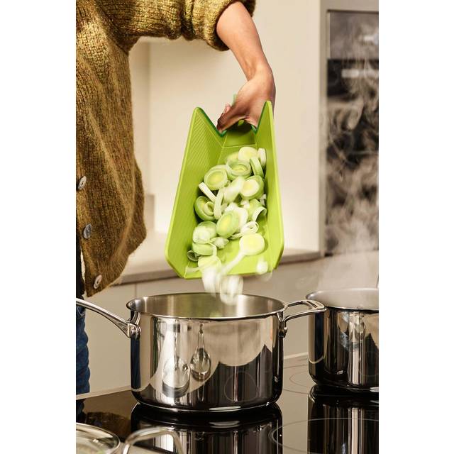 Joseph Joseph Chop2Pot Plus hopfällbar skärbräda med greppvänligt handtag, Stor, Grön