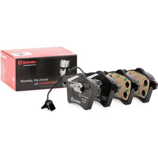 BREMBO Bromsbeläggsats P 85 062 PRIME LINE - Ring inkl. slitvarnarkontakt VOLKSWAGEN: Sharan I, SEAT: Alhambra I, FORD: Galaxy Mk1 MPV