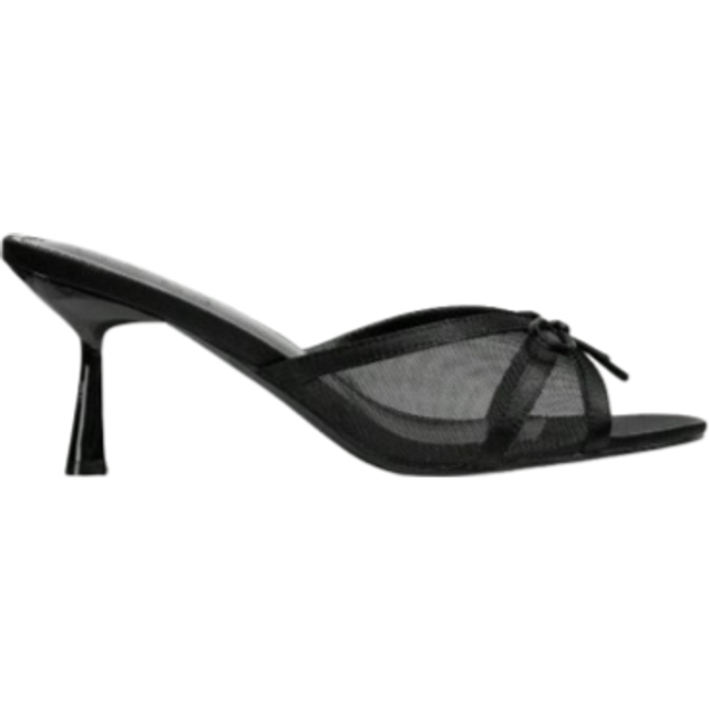 MOTF ROUND TOE STILETTO MESH BOW HEELED SANDALS, FOR NEW YEAR HOLIDAY, SPRING SHOES, SPRING BREAK EASTER PROM HEELS
