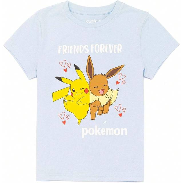 pokemon Girls Eevee Pikachu T-Shirt (Blue/Yellow/Orange)
