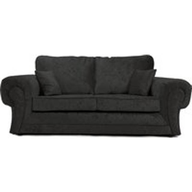 Chelsea Crushed Velvet Large 3 Seater Sofa Rolled Arms - Black - One Size