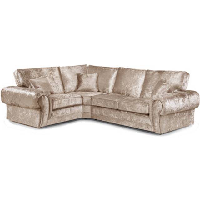 Chelsea Crushed Velvet Large 4 Seater Corner Sofa 1 Corner 2 Rolled Arms - Baby Pink - One Size