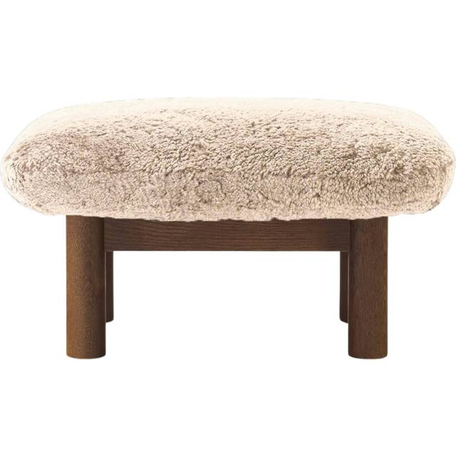 Brasilia Ottoman Dark Stained Oak, Sheepskin Nature