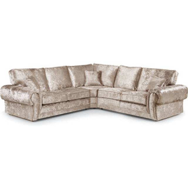 Chelsea Crushed Velvet 5 Seater Large Corner Sofa 2 Corner 2 Rolled Arms - Baby Pink - One Size
