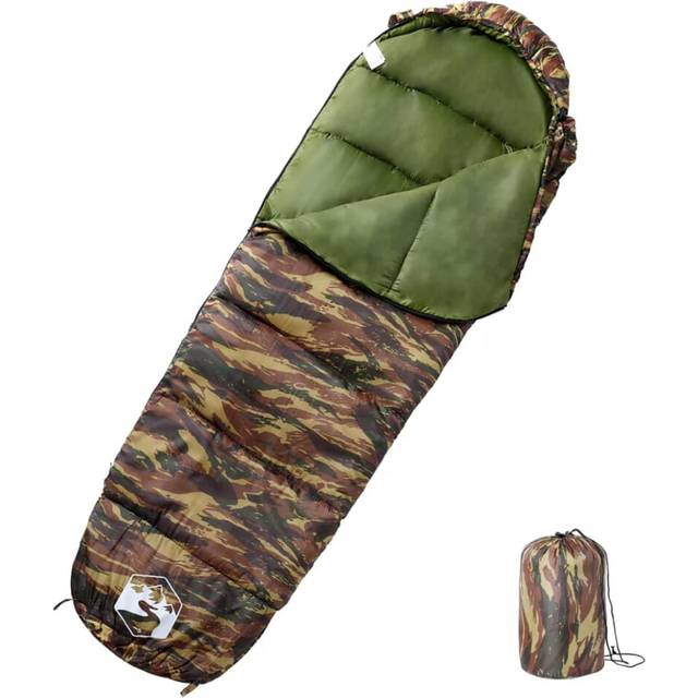 vidaXL Mummy Sleeping Bag for Adults Camping 3 Seasons - Green