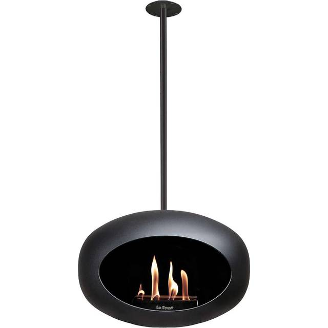 Black Sky Bioethanol Fire - Black Pole - Le Feu - Ceiling Hanging Ethanol Fireplace, 140cm / No (140cm)